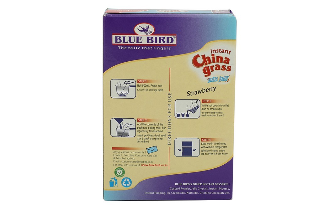 Blue Bird Instant China Grass Milk Jelly, Strawberry Flavoured   Box  100 grams